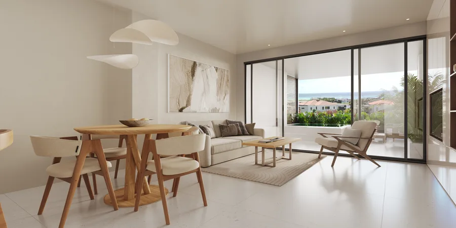 La sala del dúplex de 2 habitaciones, segundo ángulo — nivel 1
