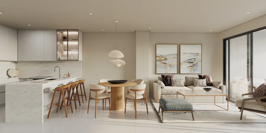 Sala y comedor del dúplex de 1 habitación en Galia — nivel 1