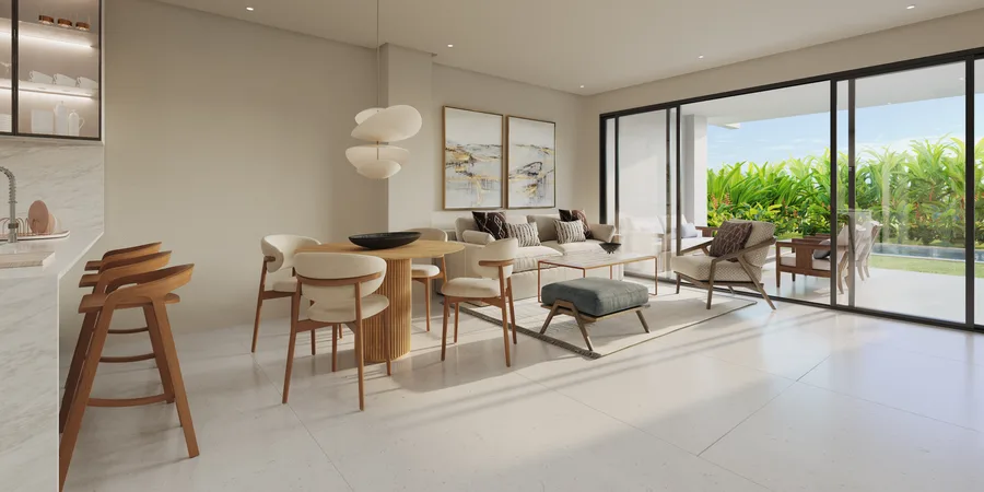 La sala del dúplex de 1 habitación, segundo ángulo — nivel 1